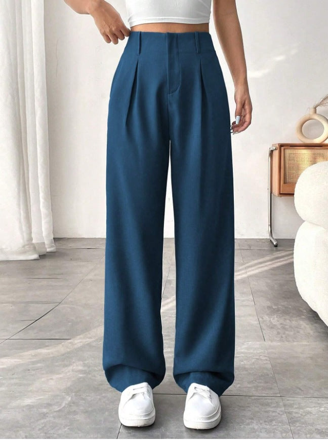 Ready-to-ship european and american style  commute-friendly, slimming, spring/summer high-waisted wide-leg pants - versatile casual suit pants/trousers