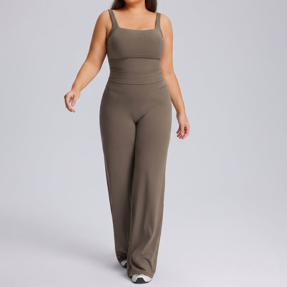 European and american plus size straight-leg yoga outfit set - high elasticity, breathable, quick-drying activewear for women's outdoor running and fitness