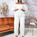C8535p with belt cross-border women's clothing  one-piece collar long-sleeved top loose wide-leg pants european and american suit