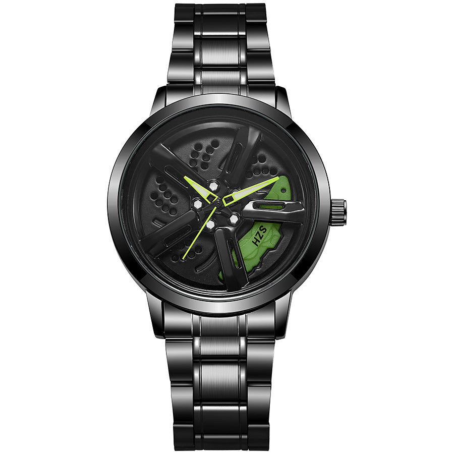 2025 new cross-border watch: sports car wheel hub rotating watch for men - trendy quartz watch with rotating bezel