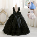 european and american girls' evening dress, long cake skirt, black elegant high-end bow sequin dress, in stock