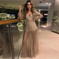 summer new arrivals: european and american style sexy v-neck backless sequin mesh evening gown/maxi dress