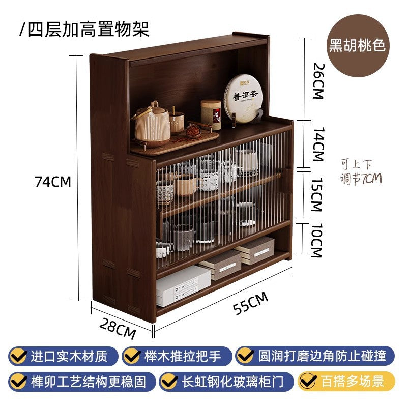 Solid wood bay window cabinet storage locker household balcony renovation window sill antique bookshelf Japanese dust-proof bookcase