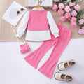 Girls' two-piece set (toddler): long-sleeve shirt + vest + pants + bag (four-piece set)