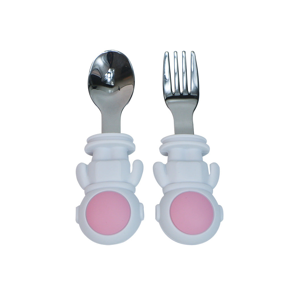 Kids eating food supplement silicone dinner plate bowl cup rice pocket fork spoon anti-fall suit food grade baby tableware gift box