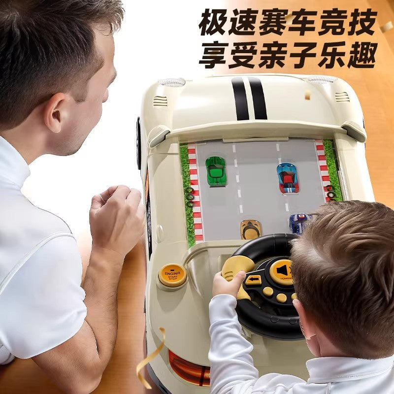 Children's early education story racing adventure game console with multifunctional steering wheel - simulated driving toy for boys