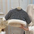 Girls' autumn/winter three-layer quilted padded base layer top, baby girl long-sleeve top, base layer shirt, children's sweatshirt, kids' clothing