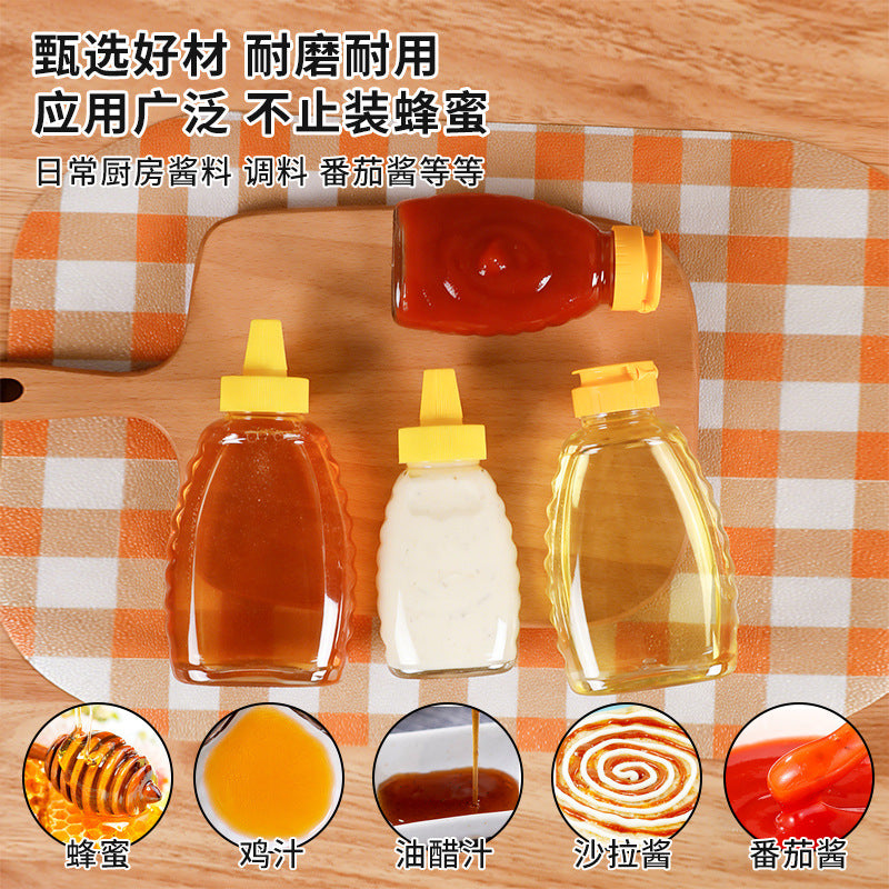 Honey plastic squeeze bottle fried chicken sauce tip cap salad juice squeeze condiment bottle transparent plastic refill bottle wholesale