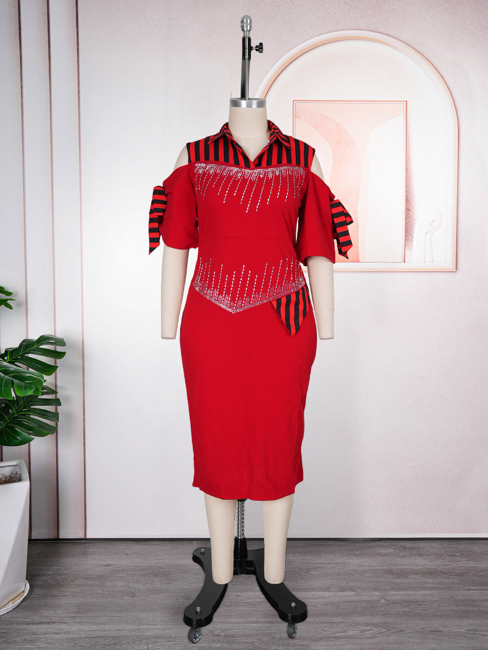 e-commerce   new slim-fit bodycon dress european and american african plus size women's dress