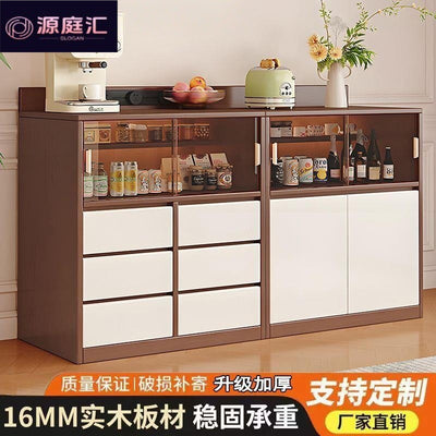 Vintage solid wood sideboard home storage combination cabinet modern minimalist kitchen cabinet living room display cabinet wine cabinet