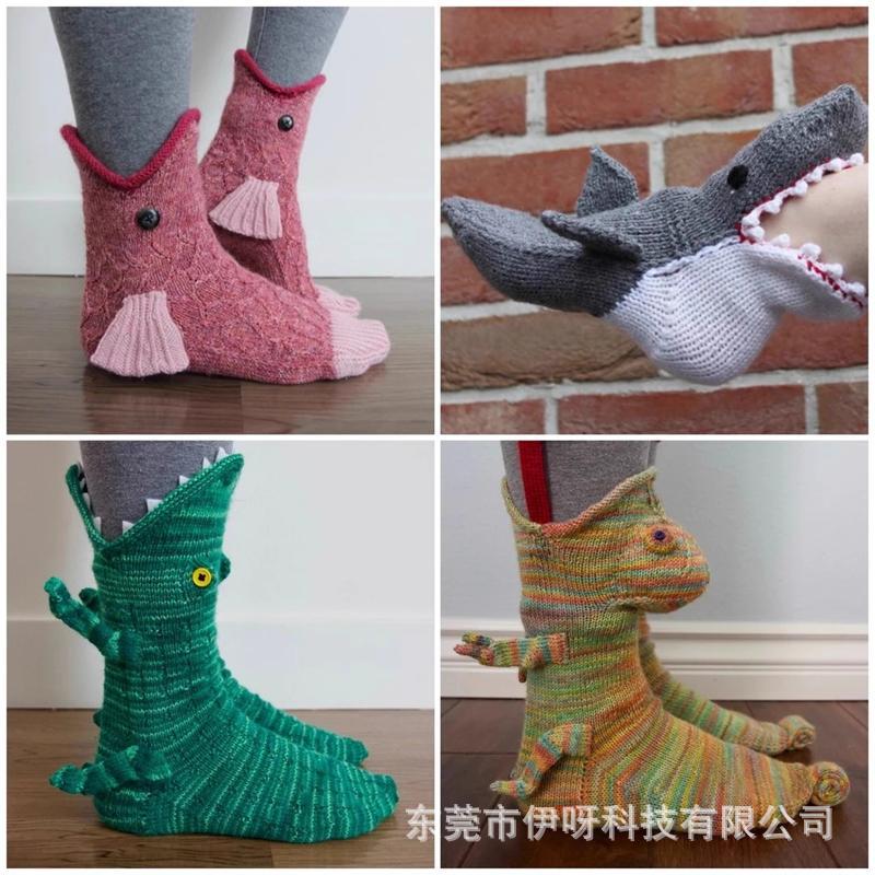 best sellingknit crocodile socks christmas knitting crocodile socks knitting creative knee socks animal socks