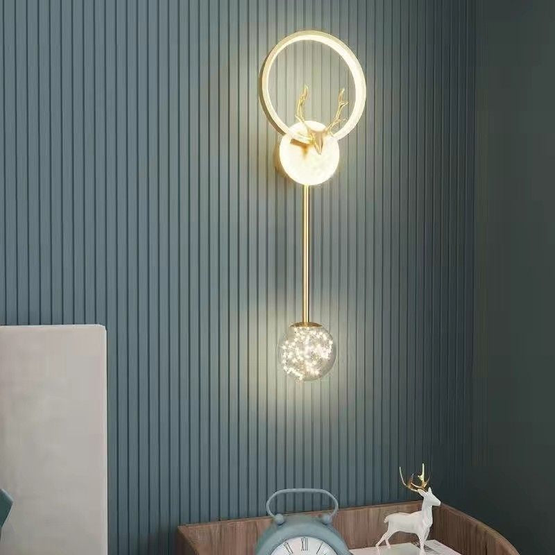 High-end gold black wall lamp bedside lamp decorative background wall starry deer head led new engineering tv wall