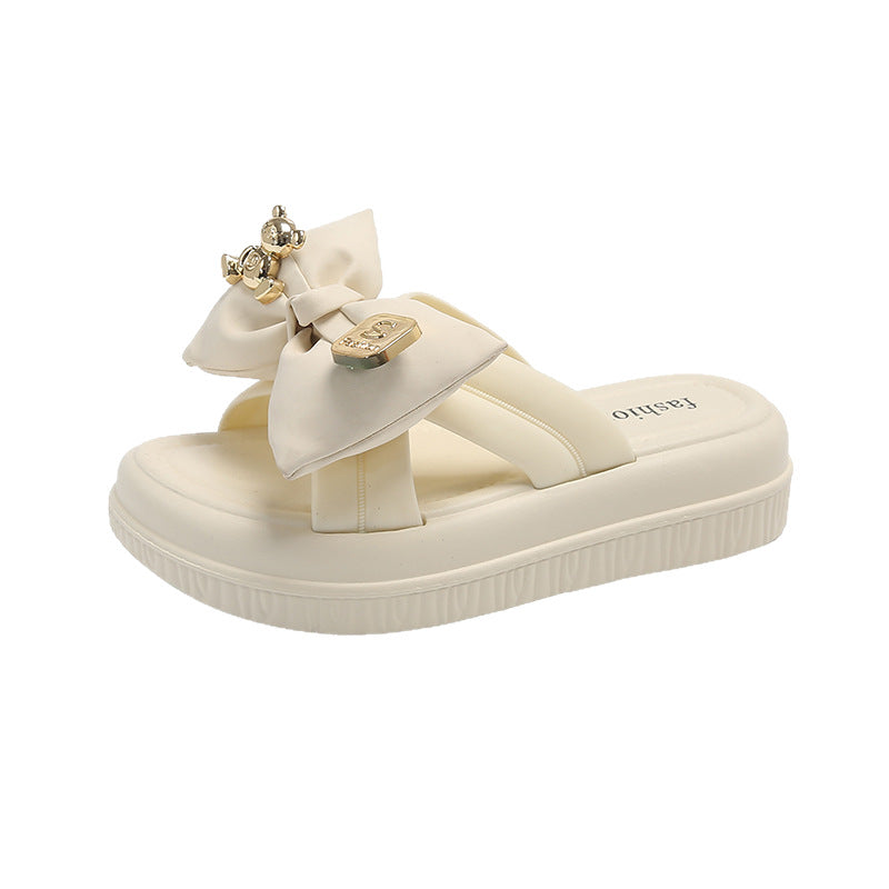Bread bear thick sole slippers women's new arrivalsummeroutwearniche stylesense of designhigh-looking sandals beach shoes