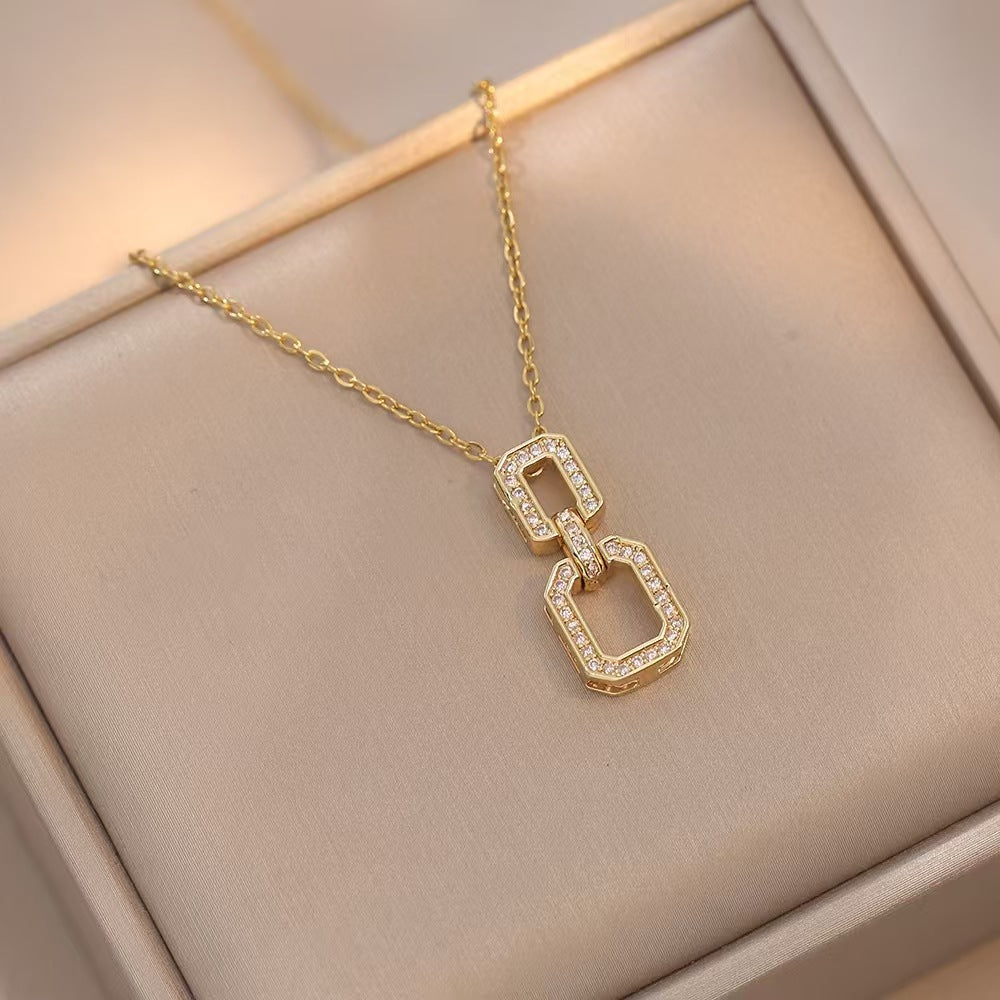 Women's jewelry influencer colorful geometric niche design fashionable minimalist electroplated zircon stud earrings, rings, and necklaces
