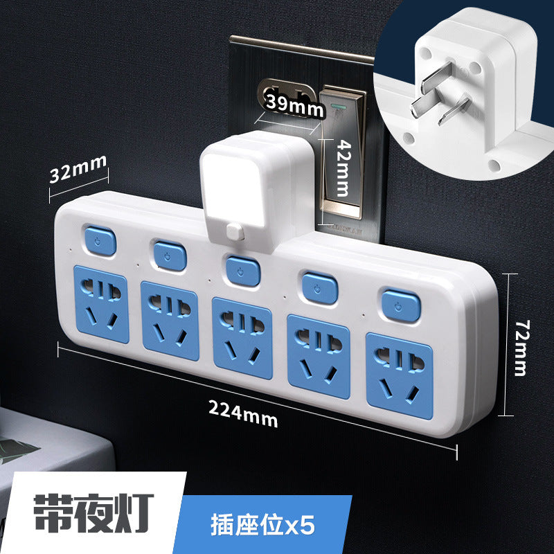 Multi-function wireless socket converter plug - one-to-multiple outlet panel with usb ports, night light, and power strip for home use