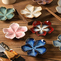 Retro japanese ceramic dish flower shape small dish creative dish dipping dish side dish multi-color kiln dish