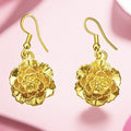 Vietnamese gold flower ear hooks brass gold-plated ethnic style earrings earrings for women live broadcast hot source wholesale