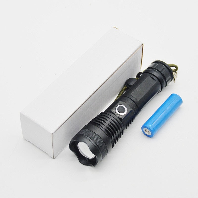 Cross-border explosive XHP50 strong light flashlight TYPE-C rechargeable outdoor zoom remote shooting aluminum alloy LED flashlight
