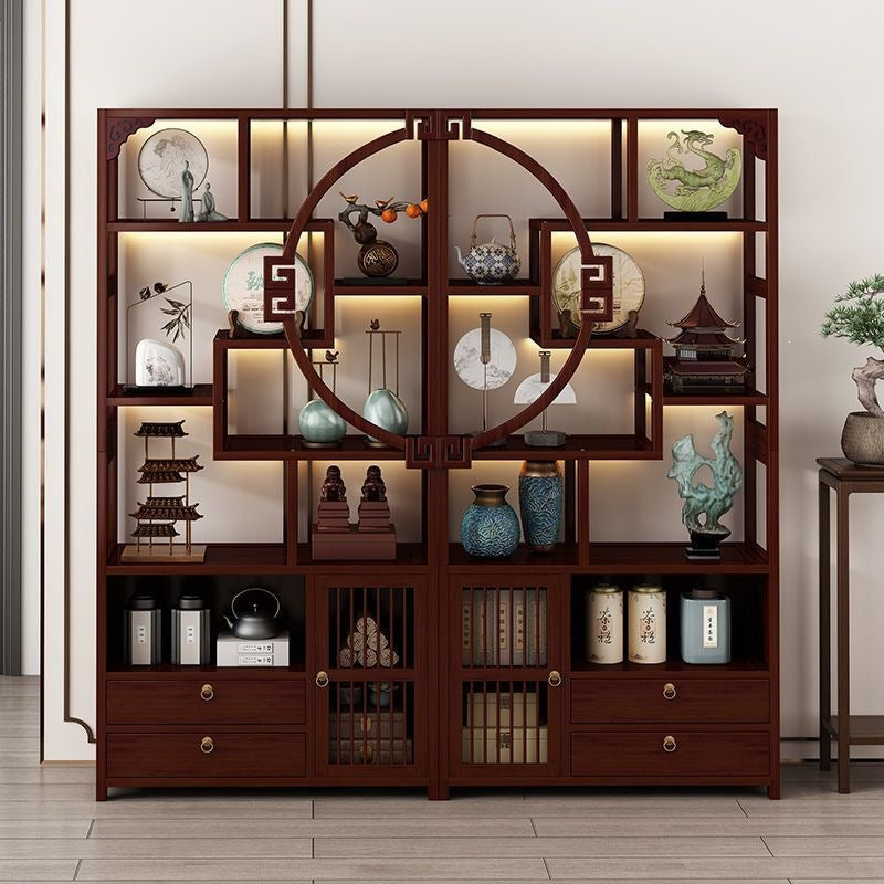 Chinoiserie bogu rack tea set storage rack living room tea display rack duobao pavilion for home tea cabinet purple clay pot display rack