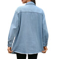 Ebay fashion cross-border foreign trade  independent station new washed raw edge long sleeves lapel flap pocket pants denim outwear