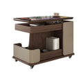 Solid wood smart movable side table trolley tea table for home living room small apartment sofa side cabinet adjustable coffee table slate