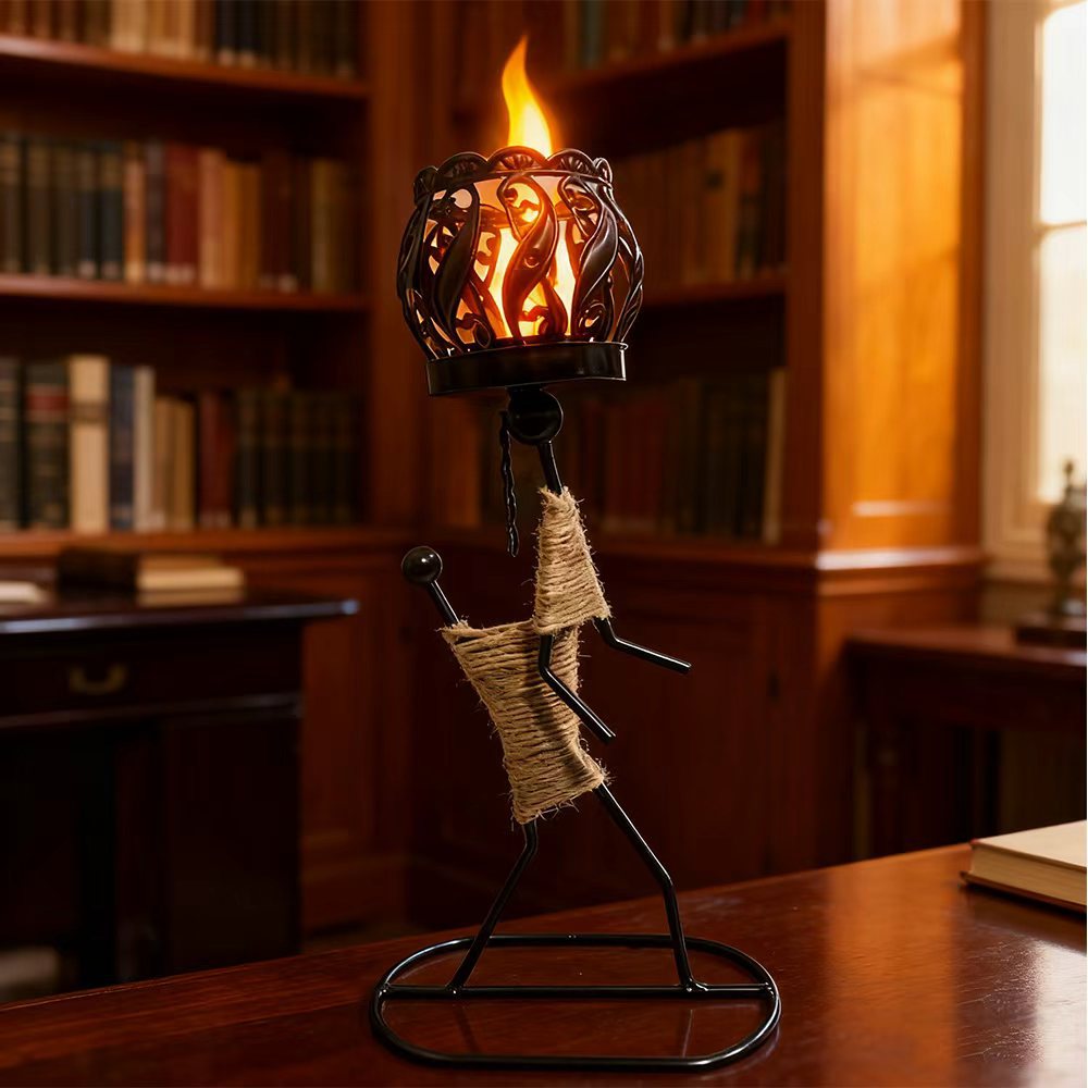 Niche style creative home decoration metal hemp rope craft jewelry iron art girl lamp candle holder jewelry candle home