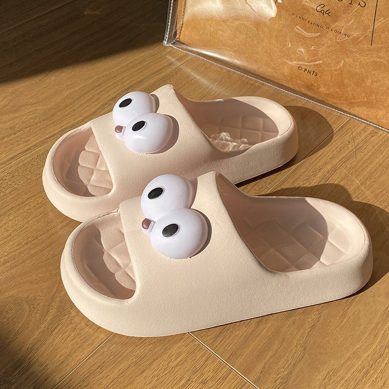 Thick soleeva slippers for women to wear outside summerfashion home indoor cute big eyes couple sandals