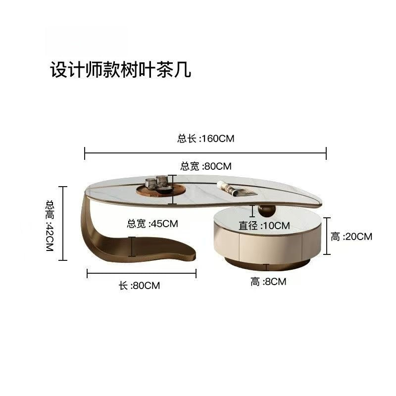 Creative leaf coffee table - unique shape, perfect for small spaces, high-end designer style, ideal for villas, living rooms, and modern luxury home decor. can be used as a coffee table or tv stand