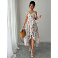 listing: new  women's original elegant summer asymmetrical sleeve v-neck dress