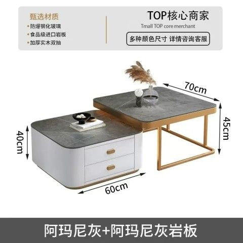 Rock slab coffee table living room for homenew arrivalpopularaccessible luxuryclassy table square folding marble small apartment tea table