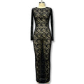 autumn new women's fashion export  european and american hollow-out lace pattern see-through slim-fit long dress
