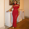 European and american style export design solid color women's elastic asymmetrical trendy bodycon dress with tie-up round neck and cutout long dress