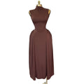 European and american cross-border women's fashion  summer new arrival: elegant turtleneck high-waisted sleeveless midi brown dress