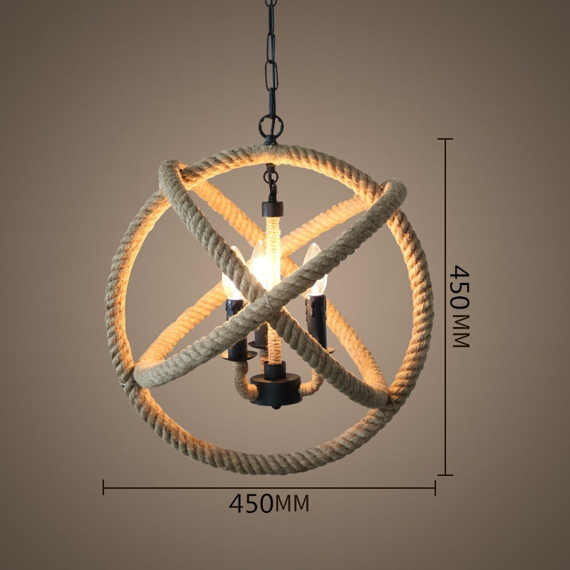 American retro hemp rope chandelier creative hotel lobby B & B restaurant lamp personalized industrial style hotel box lamp