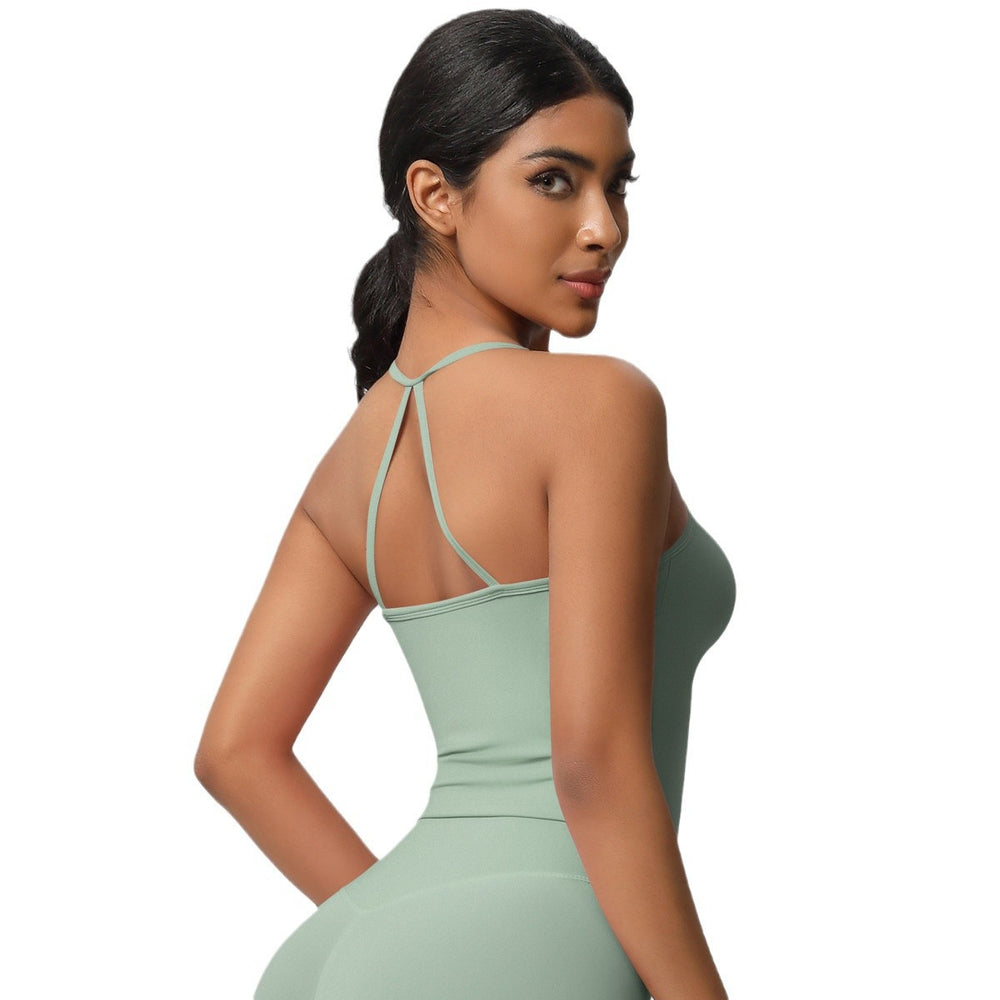 Shockproof push-up strappy back yoga bra - quick-dry, breathable, compression top - running & fitness sports tank top for women