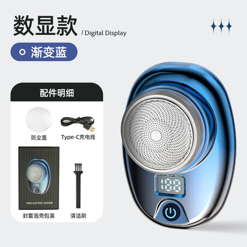 Custom mini electric shaver - portable home & travel razor for men - washable digital display beard trimmer