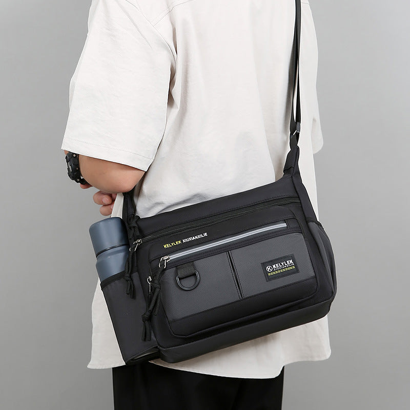 New Men's Casual Shoulder Bag Large Capacity Multifunctional Water Cup Storage Crossbody Bag Fashion Commuter Business Men's Bag