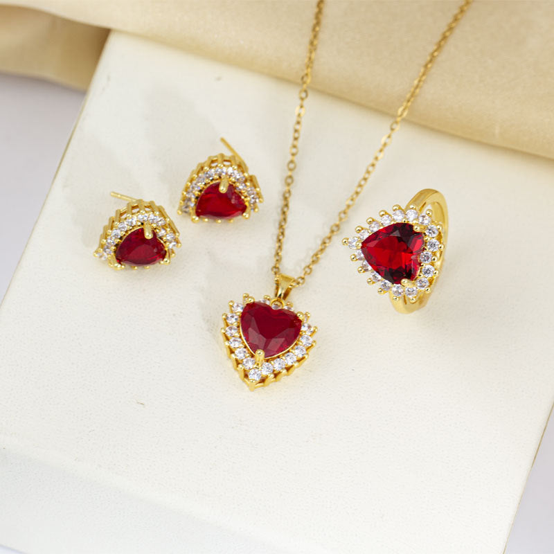 popular stylish copper inlaid with zirconium full diamond heart necklace accessible luxuryniche style women's fashion non-fading clavicle chain jewelry