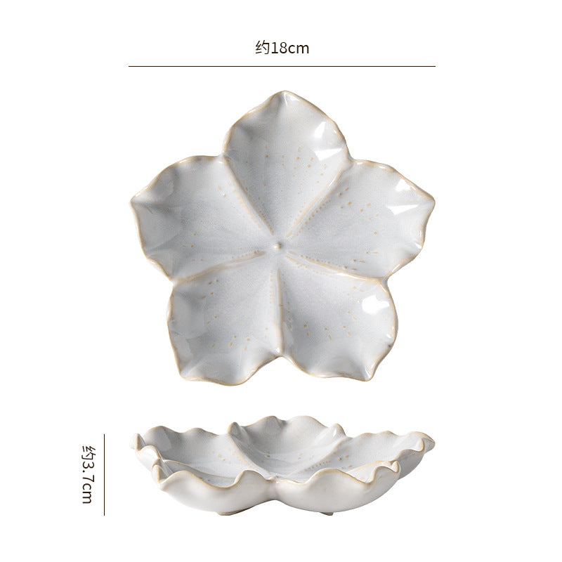 Insstylish five-pointed petal ceramic plate entrance jewelry display tray internet celebrity props storage plate
