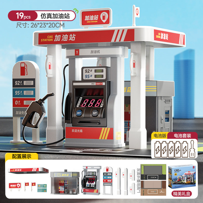 New large-sized realistic simulation gas station toy car wash garage toy for boys and children - educational toy