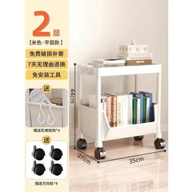 School bag storage rack, movable trolley, book storage rack, for home, multi-layer student bag storage under the table, pulley cabinet