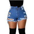Amazon  hot selling distressed denim shorts for women - new summer ins trendy high-waisted frayed straight-leg denim shorts