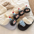 2025 winter new cartoon penguin & fish cotton slippers - thickened, warm, platform sole, detachable cotton slippers for women - wholesale