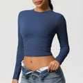 Naked-feel compression sports t-shirt - quick-dry, breathable long sleeve yoga top for pilates, running, and fitness