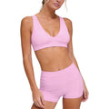 new arrival push-up bubble wrap belt chest pad running sports intimates bra high waist three-quarter shorts yoga suit