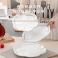 Wholesale gold-rimmed petal vegetable plate plum blossom plate for home ceramic dinner plate fish plate classy commercial cold dish plate