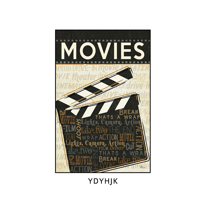 Private theater decorative painting retro American home cinema music dining bar box hanging painting cafe wall painting