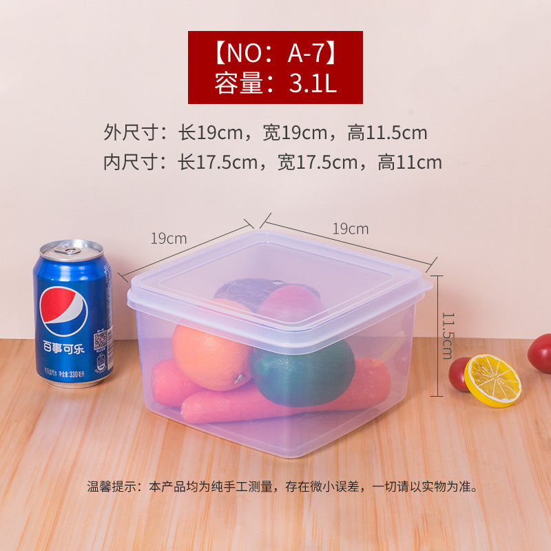 Rectangle transparent crisper food grade sealed box with lid refrigerator storage box kitchen plastic box lunch box wholesale