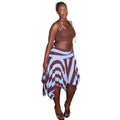European and american style export color block fashion women's printed backless dress set casual vacation halter neck sleeveless new two-piece outfit