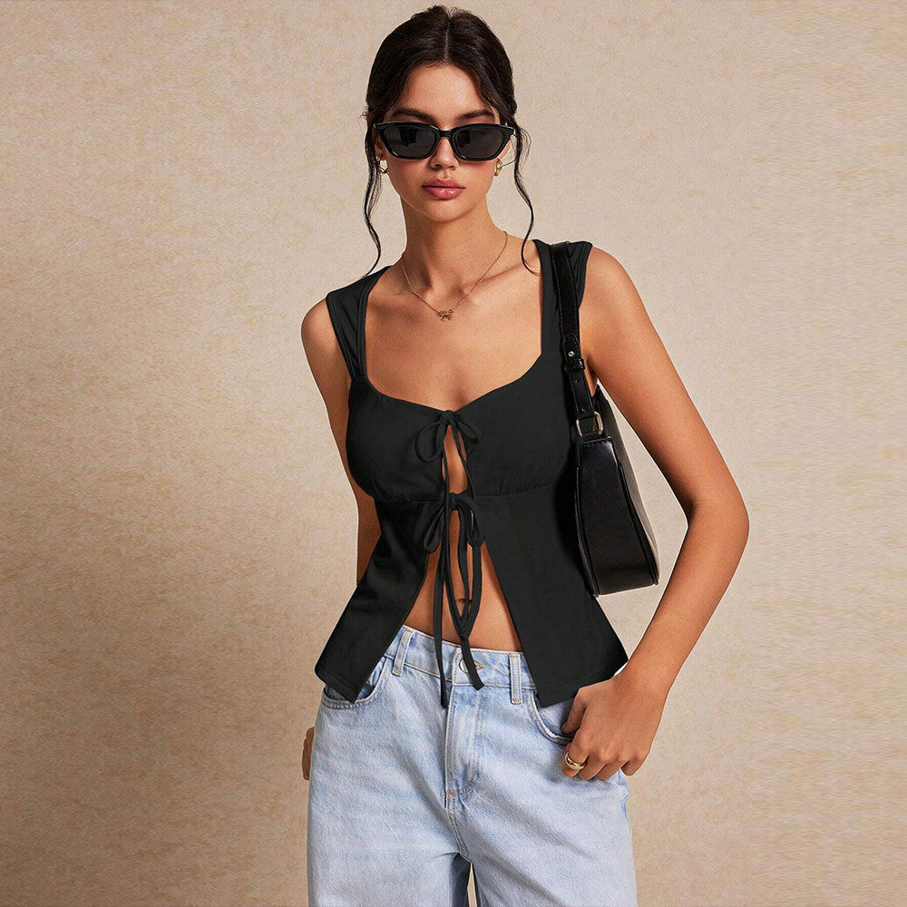 spring/summer  women's tank top tie-up cardigan top - cross-border shipping timelines & tiered pricing